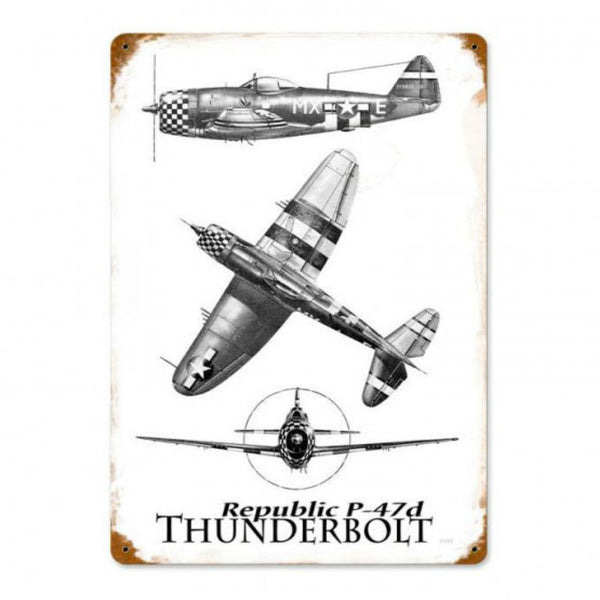 Vintage Signs - P-47 Three View 12in x 18in | V686